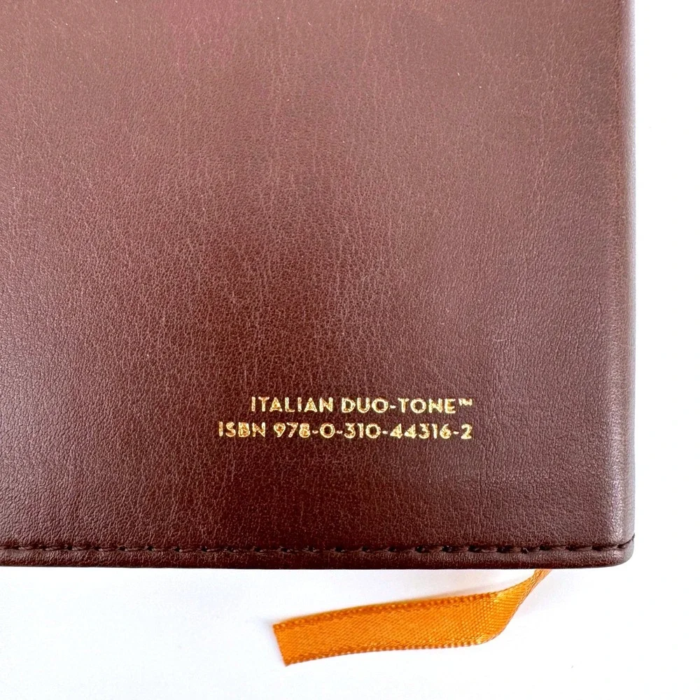 Zondervan NIV Bible Chocolate Brown Copper Flowers Italian Duo-Tone Floral